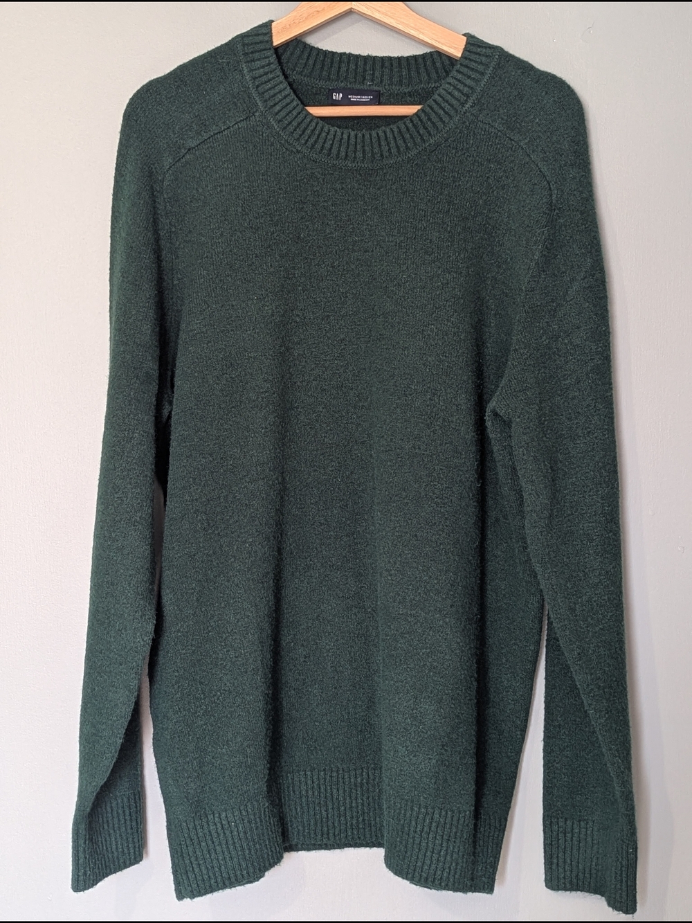 GAP Men's Dark Green Crewneck Knit Sweater Dark Academia
